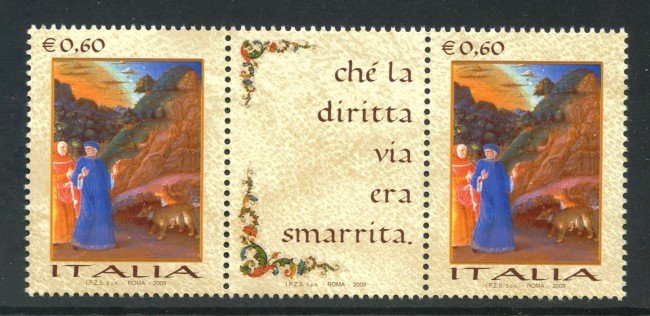2009 - LOTTO/13772A - REPUBBLICA - GIORNATA LINGUA ITALIANA COPPIA CON BANDELLA CENTRALE - NUOVO