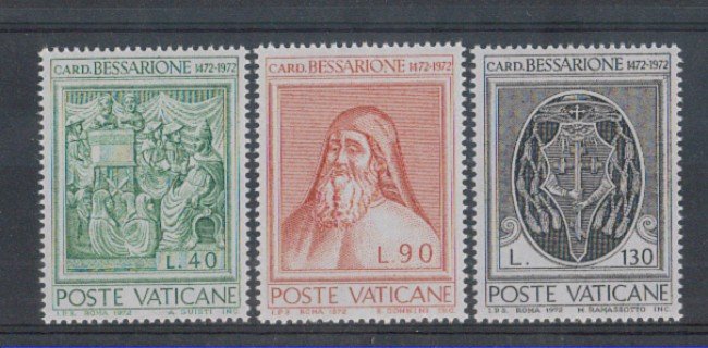 1972 - LOTTO/5941 - VATICANO - CARDINALE BESSARIONE 3v.