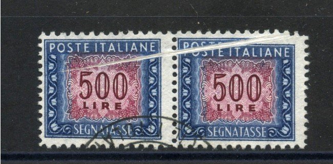 1952 - REPUBBLICA - LOTTO/41724 - 500 LIRE SEGNATASSE COPPIA VARIETA' PIEGA DI CARTA
