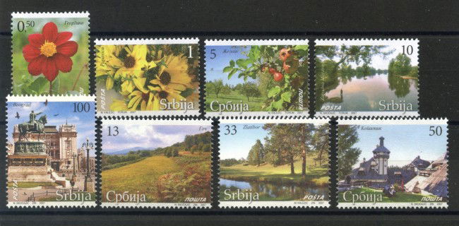 2007 - SERBIA REPUBBLICA -  FLORA PAESAGGI E CITTA' 8v. - NUOVI - LOTTO/35047