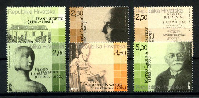 2002 - CROAZIA - CROATI CELEBRI 6v. - NUOVI - LOTTO/32920