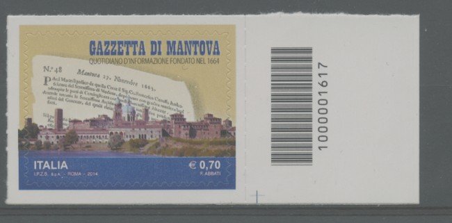 2014 - LOTTO/19167CB - REPUBBLICA - GAZZETTA DI MANTOVA - NUOVO CODICE A BARRE