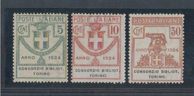1924 - LOTTO/REGSS32BL -  REGNO - 5/10/50c. CONSORZIO BIBLIOT. T