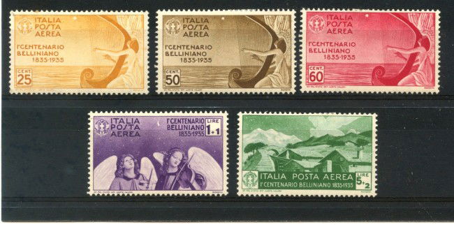 1935 - REGNO - LOTTO/REGA94L - POSTA AEREA - V. BELLINI  5v. - LING.