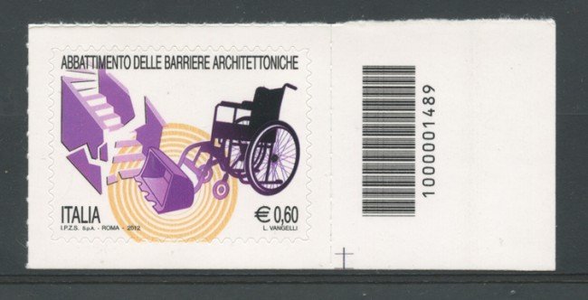 2012 - LOTTO/15455 - REPUBBLICA - BARRIERE ARCHITETTONICHE - CODICE A BARRE