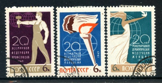 1965 - RUSSIA - ORGANIZZAZIONI DEMOCRATICHE 3v. - USATI - LOTTO/26939
