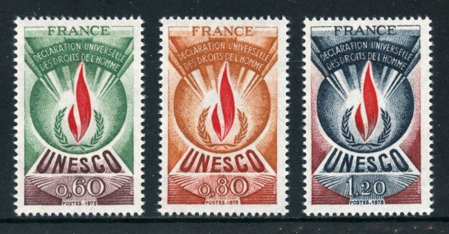 1975 - FRANCIA - UNESCO DIRITTI DELL'UOMO 3v. - NUOVI