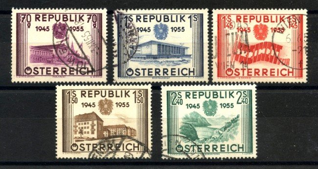 1955 - AUSTRIA - LOTTO/38155 - SECONDA REPUBBLICA 5v. USATI