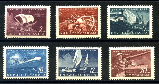 1950 - JUGOSLAVIA - GIORNATA DELLA MARINA 6v. - NUOVI - LOTTO/33770