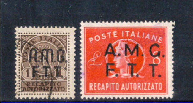 1947/49 - LOTTO/11059 - TRIESTE A - RECAPITO AUTORIZZATO 2v. - USATI