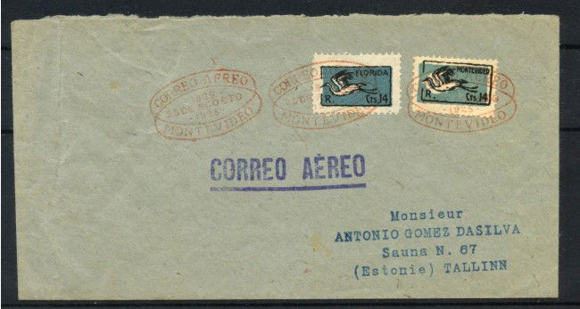 1925 - URUGUAY - LOTTO/41583 - BUSTA VIA AEREA DA MONTEVIDEO A TALLIN