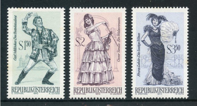 1970 - AUSTRIA - OPERETTE CELEBRI 3v. - NUOVI - LOTTO/27953