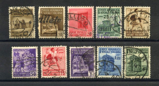 1944/45 - REPUBBLICA SOCIALE - LOTTO/41850 - MONUMENTI DISTRUTTI 10v. - USATI