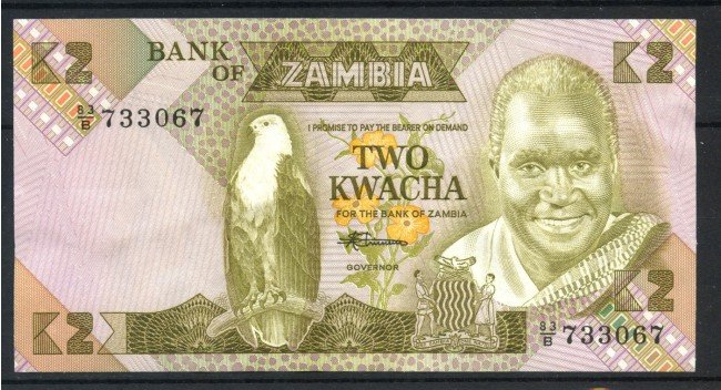 1980/88 - ZAMBIA - LOTTO/39502 - 2 KWACHA BANCONOTA