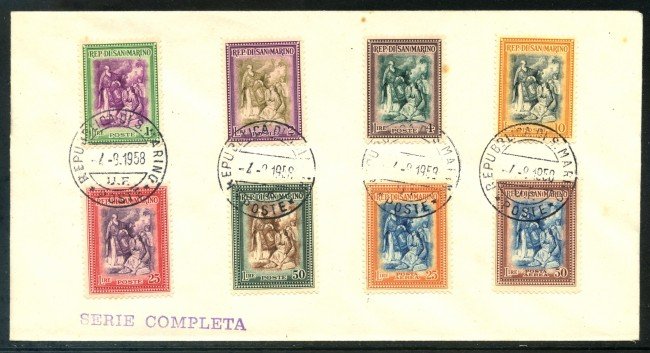 1947 - SAN MARINO - RICOSTRUZIONE ALBERONIANA 8v. - BUSTA - LOTTO/31600
