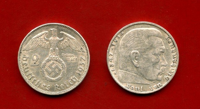 1937 - GERMANIA REICH - 2 MARCHI HINDENBURG - ZECCA A - LOTTO/M30461