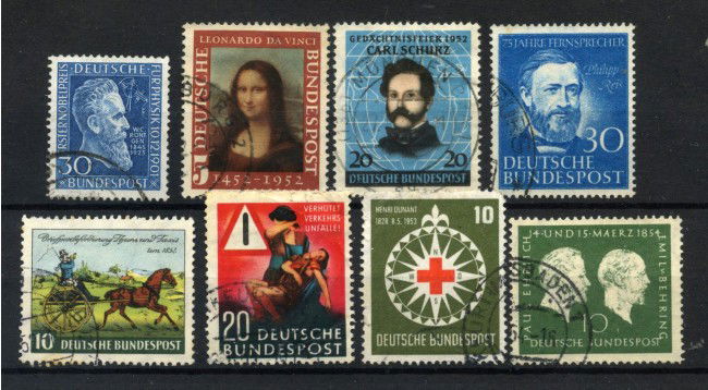 1951/1954 - GERMANIA - LOTTO/43071 -  INSIEME DI 8 FRANCOBOLLI USATI