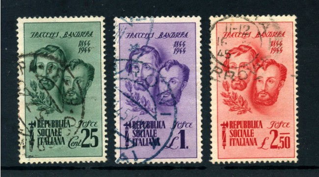 1944 - REPUBBLICA SOCIALE - FRATELLI BANDIERA 3v. - USATI - LOTTO/25250