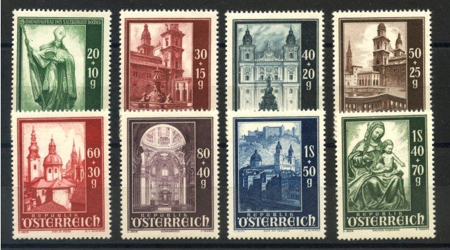 1948 - AUSTRIA - RICOSTRUZIONE CATTEDRALE DI SALISBURGO 8 v. NUOVI - LOTTO/34069