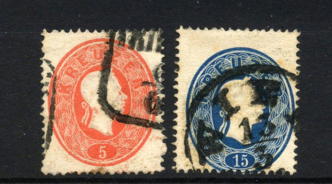 1860/61 - AUSTRIA - LOTTO/43634 - 5 E 15 KREUZER  FRANCESCO GIUSEPPE - USATI