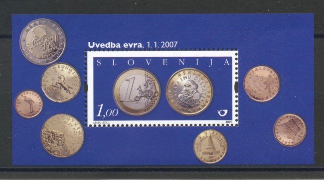 2007 - SLOVENIA - INTRODUZIONE MONETA UNICA - FOGLIETTO NUOVO - LOTTO/34340