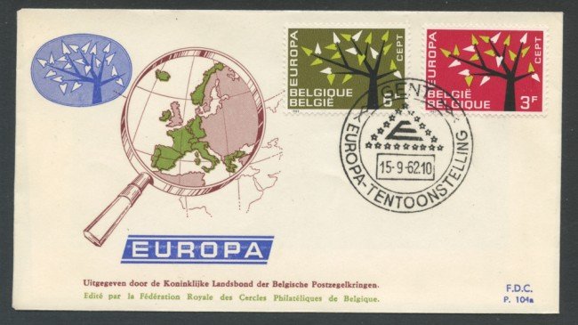 1962 - BELGIO - LOTTO/20435 - EUROPA 2v. - BUSTA FDC
