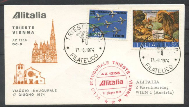 1974 - REPUBBLICA - LOTTO/42732 - VOLO INAUGURALE ALITALIA TRIESTE - VIENNA