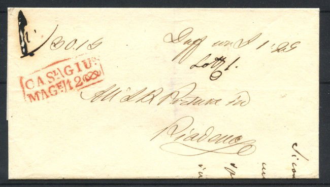 1850 - LOMBARDO VENETO - LOTTO/43207 PREFILATELICA DA CASALMAGGIORE PER PIADENA