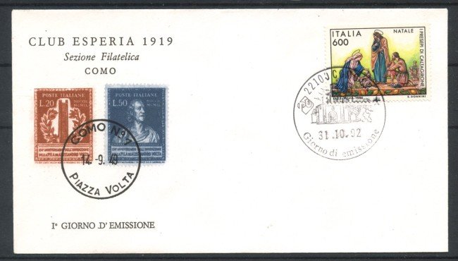 1992 - REPUBBLICA - LOTTO/39054 - NATALE - BUSTA FDC