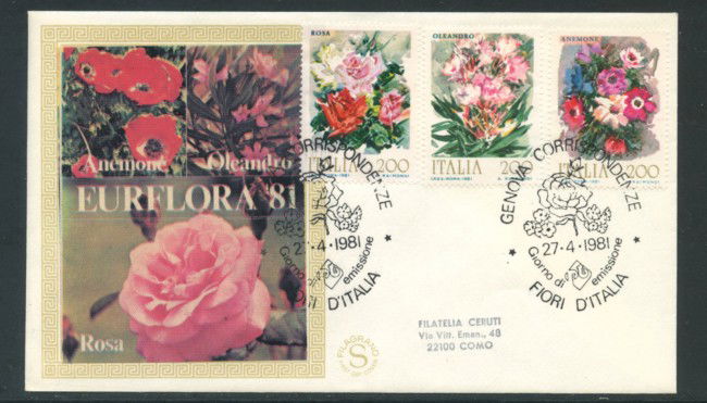 1981 - LOTTO/18488 - REPUBBLICA - FIORI D'ITALIA - FDC