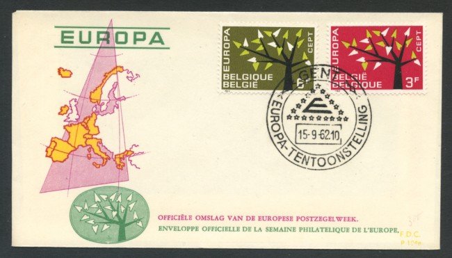 1962 - BELGIO - LOTTO/20436 - EUROPA 2v. - BUSTA FDC
