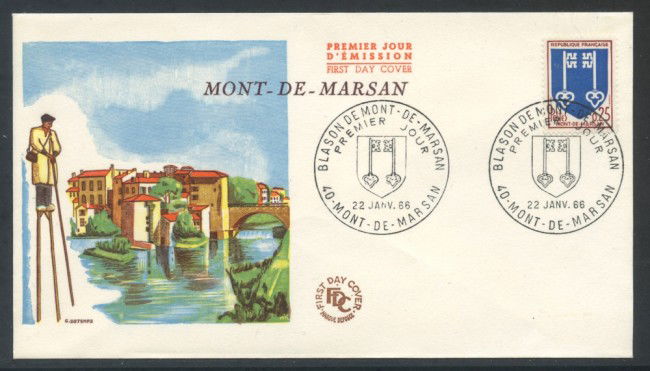 1966 - FRANCIA - 25c. STEMMA MONT DE MARSAN - BUSTA FDC - LOTTO/25873