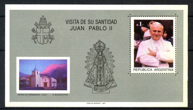 1987 - ARGENTINA - VISITA DI PAPA G. PAOLO II° - FOGLIETTO - NUOVO - LOTTO/35978
