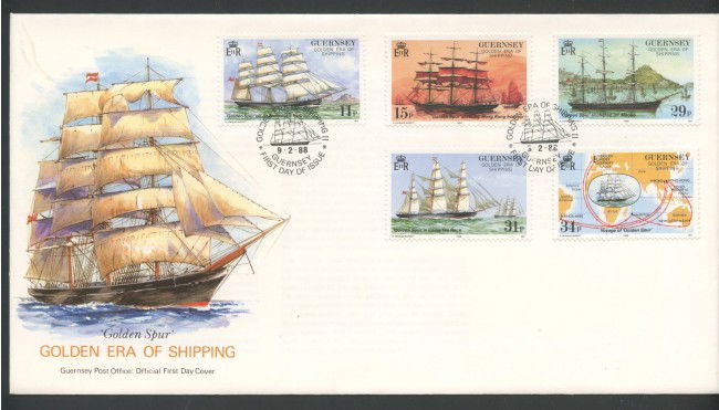 1988 - GUERNSEY - LOTTO/41496 - MARINA MERCANTILE 5v. - BUSTA FDC