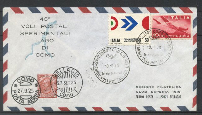 1970 - REPUBBLICA - LOTTO/42629 - 45° VOLI SPERIMENTALI LAGO DI COMO - BUSTA