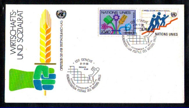 1980 - LOTTO/ONUS95FDC - ONU SVIZZERA - CONSIGLIO ECONOMICO - BUSTA FDC