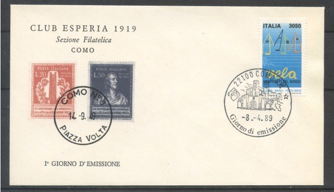 1989 - REPUBBLICA - MONDIALI DI VELA - BUSTA FDC - LOTTO/31777