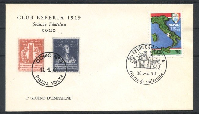 1990 - REPUBBLICA - LOTTO/39078 - NAPOLI CAMPIONE - BUSTA FDC