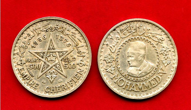 1956 - MAROCCO - LOTTO/M42486 - 500 FRANCHI MOHAMMED V° ARGENTO