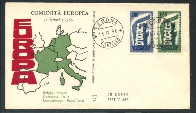 1956 - REPUBBLICA - EUROPA 2v. - BUSTA FDC - LOTTO/27251