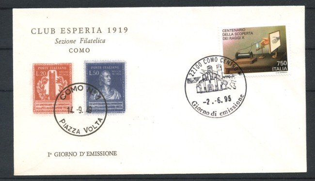 1995 - REPUBBLICA - LOTTO/39009 - SCOPERTA DEI RAGGI X - BUSTA FDC