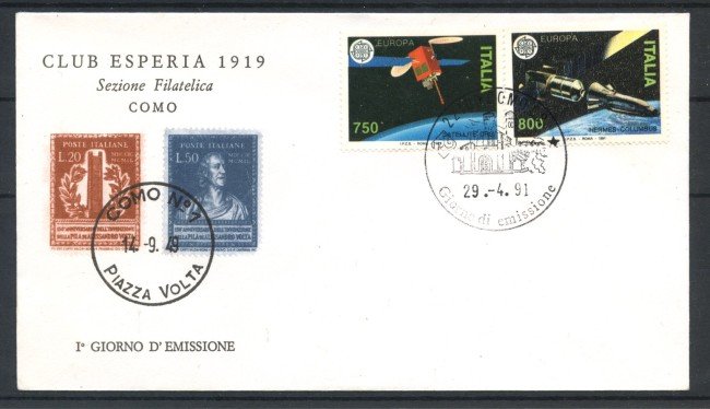 1991 - REPUBBLICA - LOTTO/38872 - EUROPA SPAZIO - BUSTA FDC