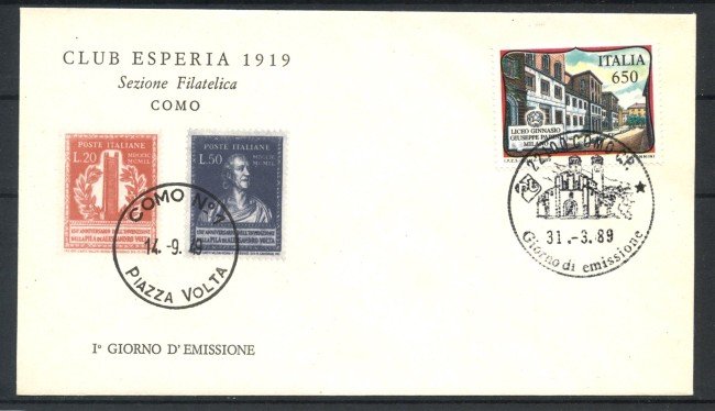 1989 - REPUBBLICA - LOTTO/39090 - SCUOLE D'ITALIA - BUSTA FDC