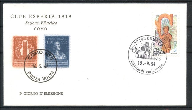 1994 - REPUBBLICA - LOTTO/38991 - IMPERATORE FEDERICO II° - BUSTA FDC