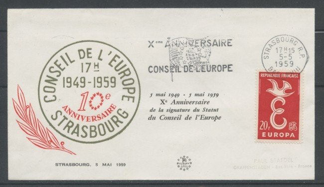 1959 - FRANCIA - 10° ANNIVERSARIO DEL CONSIGLIO D'EUROPA - BUSTA - LOTTO/25170