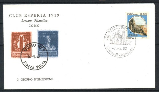 1992 - REPUBBLICA - LOTTO/39040 - CASTELLO ARECHI - BUSTA FDC