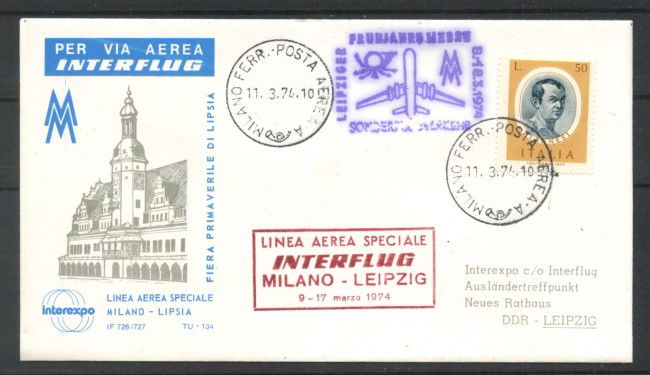 1974 - REPUBBLICA - LOTTO/42734 - VOLO INTERFLUG MILANO LIPSIA