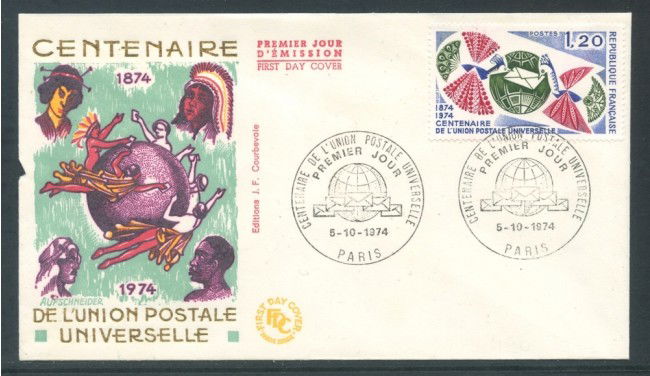 1974 - FRANCIA - UNIONE POSTALE UNIVERSALE - BUSTA FDC- LOTTO/26565
