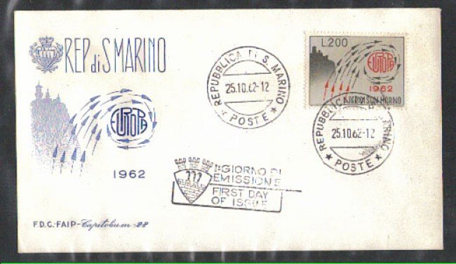 1962 - LOTTO/7878Z - SAN MARINO - EUROPA - FDC