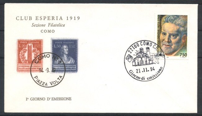 1994 - REPUBBLICA - LOTTO/38995 - GIOVANNI GENTILE - BUSTA FDC